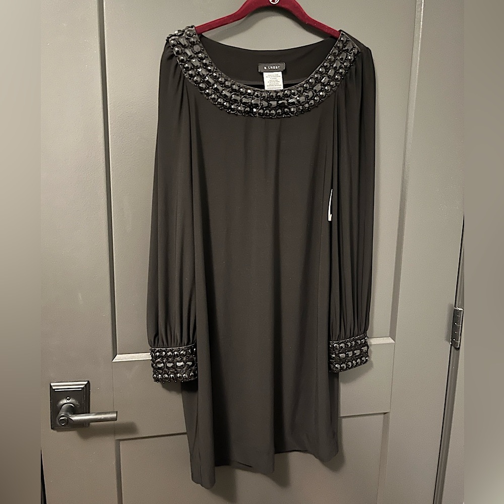 B Smart black beaded dress for Holidays